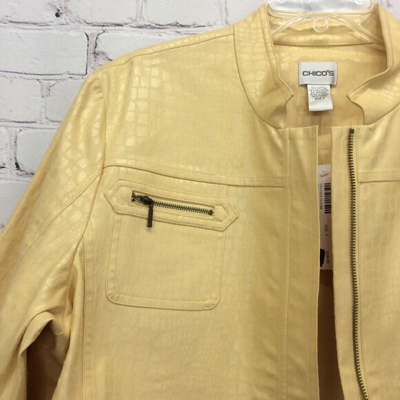 Chico’s Jacket Women's Size 3 (US L) Golden Gleam Yellow Full Zip Becker Raffia - Picture 5 of 12